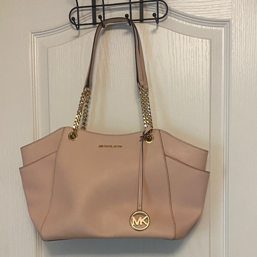 Michael Kors Pink Shoulder Bag with Gold Details